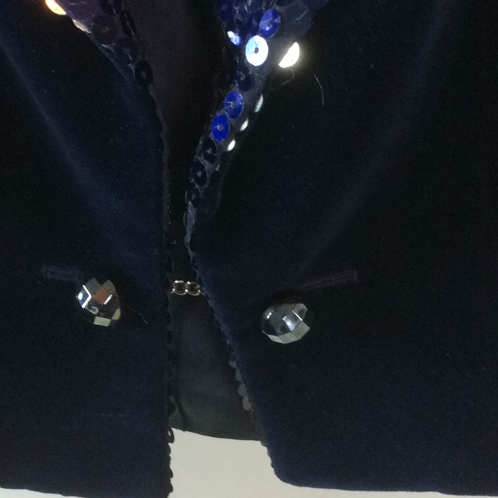 Louis Feraud velvet navy blue jacket with sequence - Picture 5 of 6